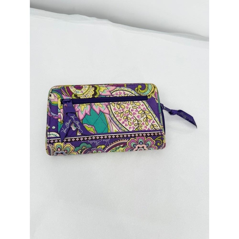 Vera Bradley Turnlock Wallet Retired Quilted Paisley 'Heather' Floral Purple - Picture 2 of 12